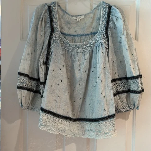 Oli & Hali Blue Washed Eyelet Laced Babydoll - Picture 6 of 6